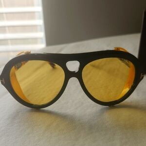 Chic Black Sunglasses with Yellow Lenses-Never worn